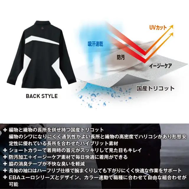 ポロシャツ EBA505-BBOシリーズ 生地特徴